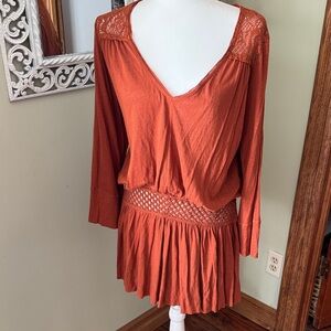 Free People Terracotta Long Sleeve Dress